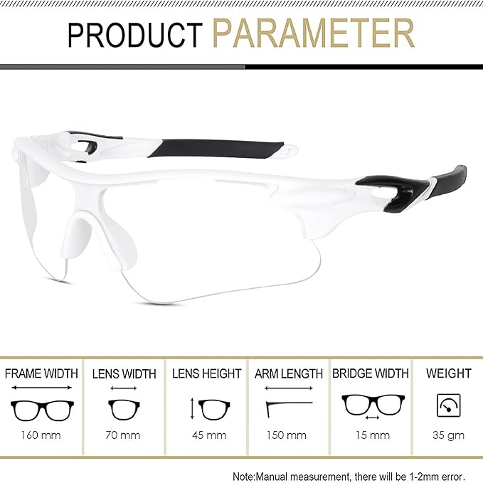 SOPRO VISION LIGHTWEIGHT SPORTS SUNGLASSES FOR ATHLETES (WHITE & CLEAR)