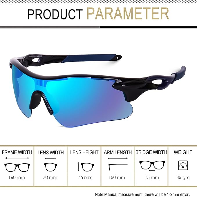 SOPRO VISION LIGHTWEIGHT SPORTS SUNGLASSES FOR ATHLETES (BLACK & BLUE)