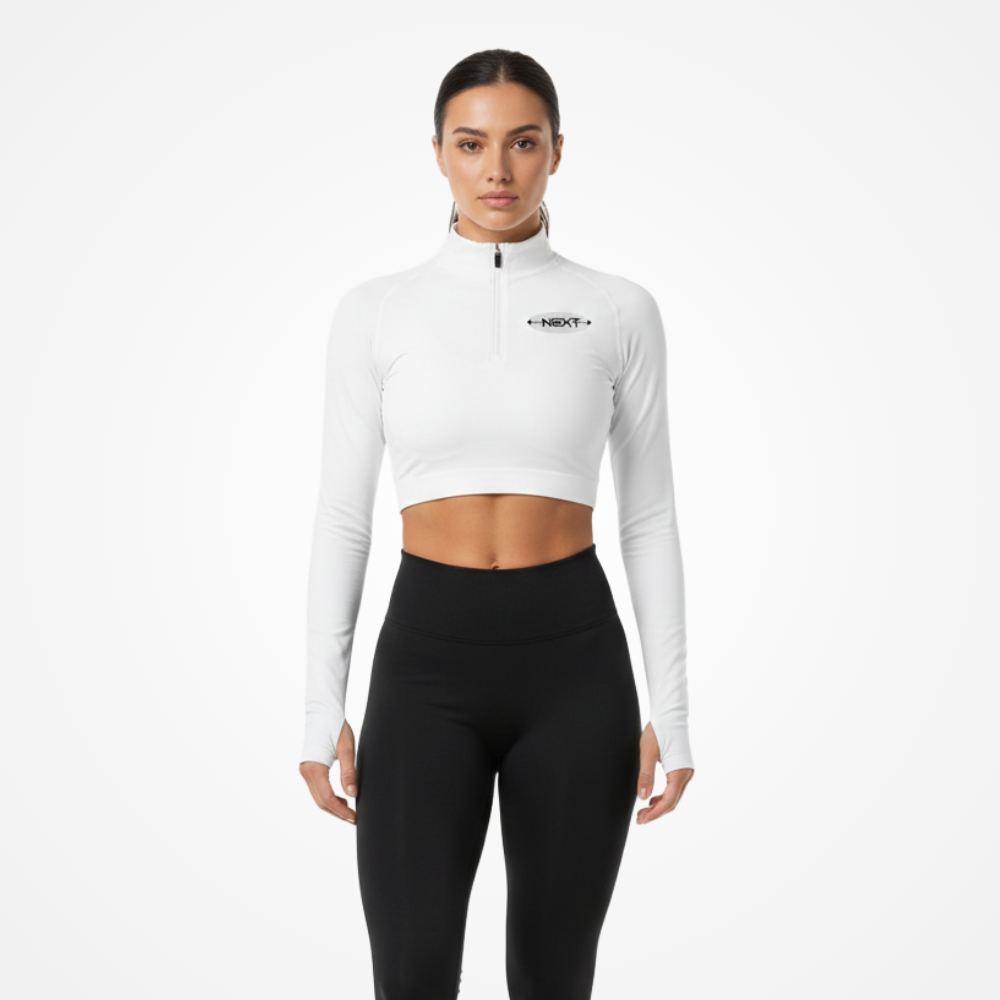 SPR.31. WOMEN CROP TRAINING QUARTER ZIP LONG SLEEVE TSHIRT