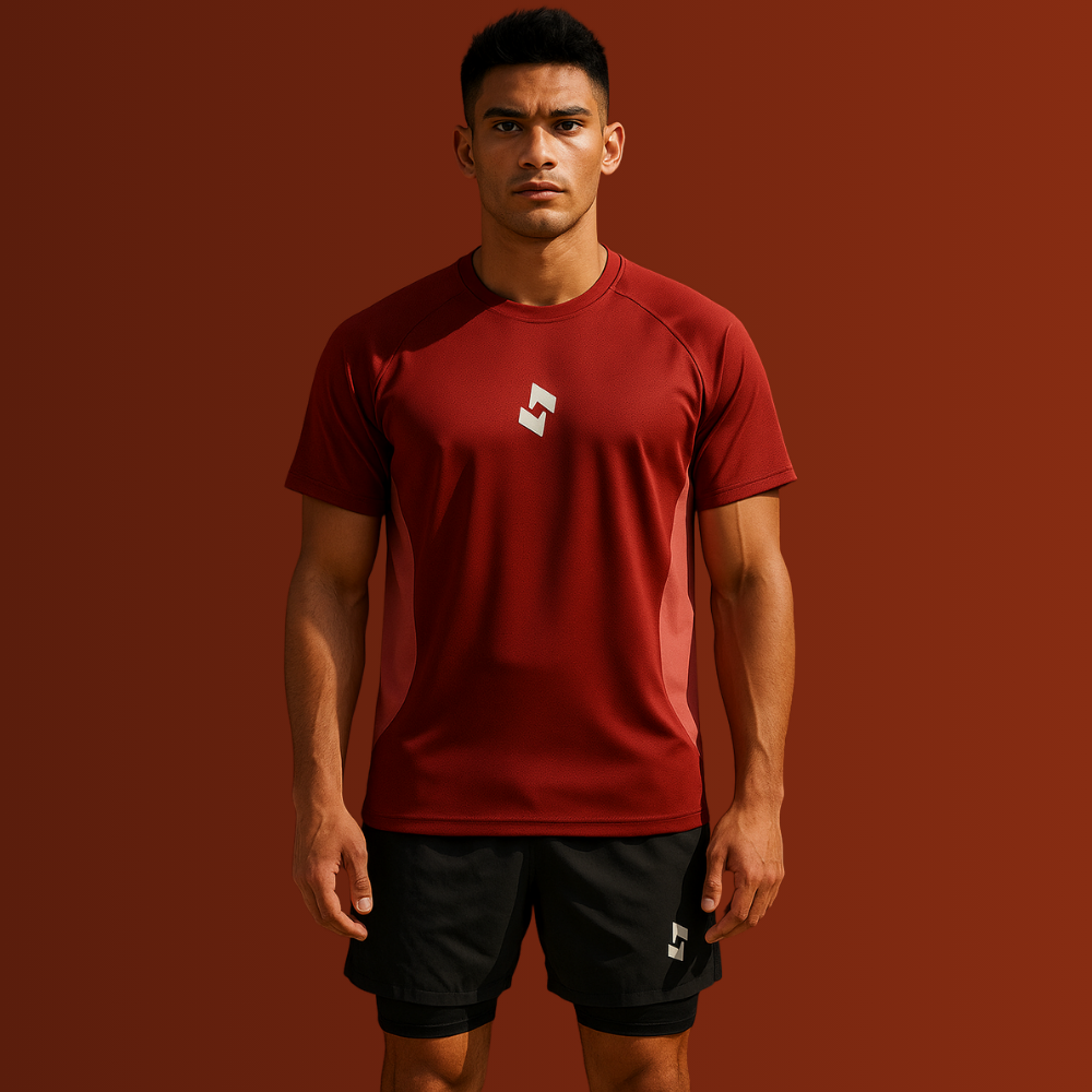 SPR.20 FLOWTECH PERFORMANCE T-SHIRT FOR MEN RED & PEACH | TECHNICAL T-SHRIT FOR MEN