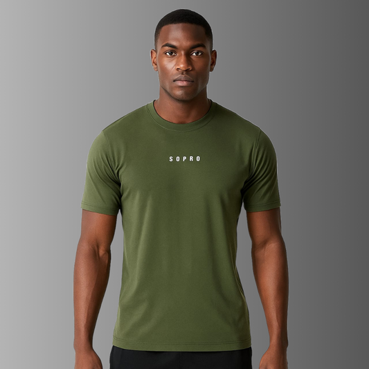 "VENTRIX" PERFORMACE T-SHIRT ATHLETIC FIT, OLIVE GREEN