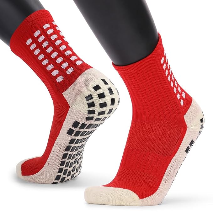 SPR.15 COTTON GRIP SOCKS | CREW SOCKS (Red)