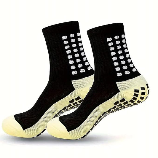 SPR.15 COTTON GRIP SOCKS | CREW SOCKS (Black)
