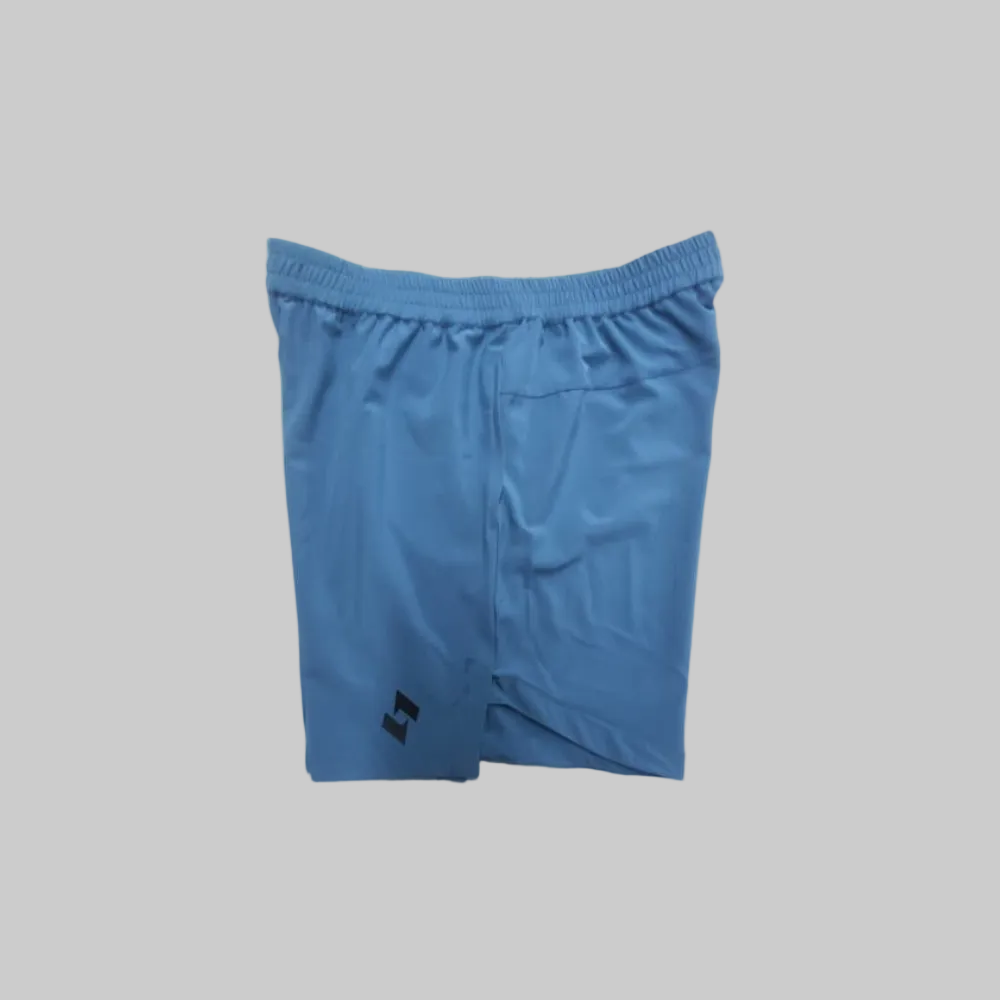 Light blue athletic shorts with an elastic waistband and a small black sopro logo on the lower left leg, shown against a plain white background.
