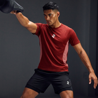 SPR.20 FLOWTECH  PERFORMANCE T-SHIRT FOR MEN RED & PEACH | TECHNICAL T-SHRIT FOR MEN