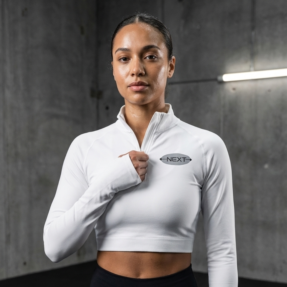 SPR.31. WOMEN CROP TRAINING QUARTER ZIP LONG SLEEVE TSHIRT