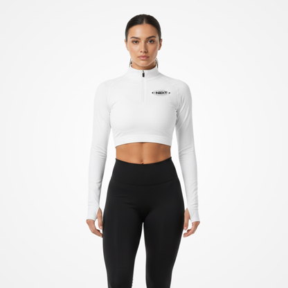 SPR.31. WOMEN CROP TRAINING QUARTER ZIP LONG SLEEVE TSHIRT